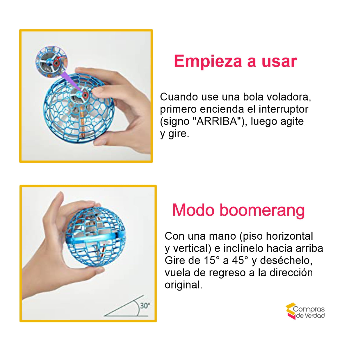 PELOTA VOLADORA JUGUETE BOOMERANG RGB ELITE FLYER® + ENVÍO GRATIS